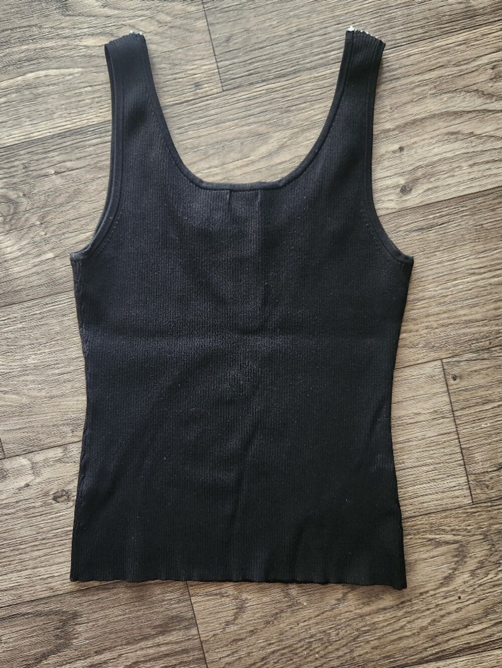 Vintage Cache Black Ribbed Sequin Embellished Tank Top Size Large - Picture 7 of 7